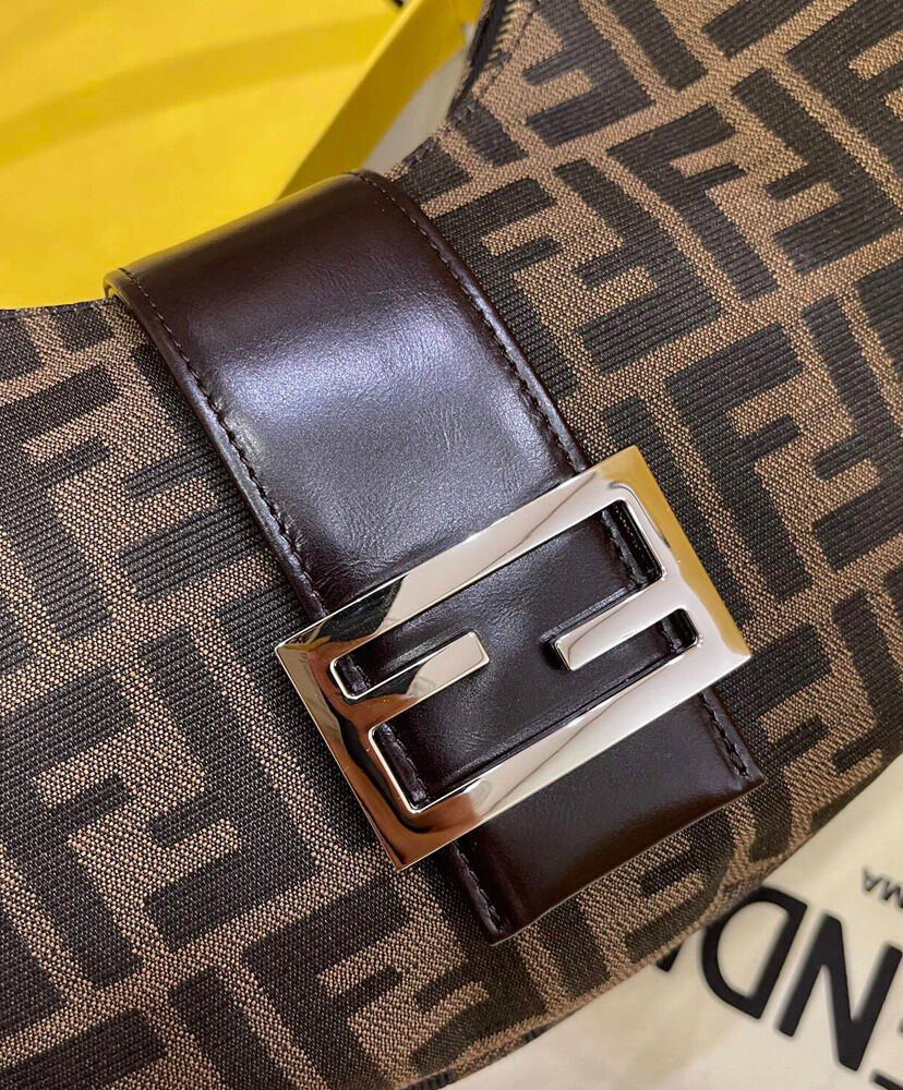 Fendi Small Croissant With FF Print Handbag XN90303 Coffee